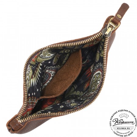 Женская кожаная сумка "Трио" (рыжий/коричневый/черный) 